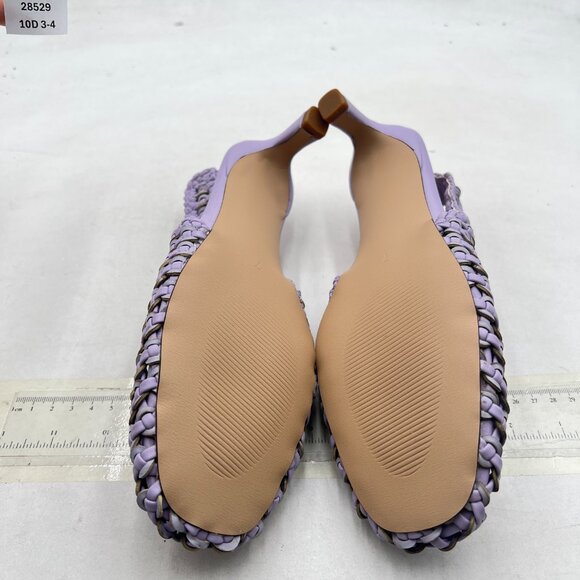 Wo wagas Purple Slingback Square Toe Pumps Slip On Low Kitten Heel Woven Sandal - Picture 7 of 8